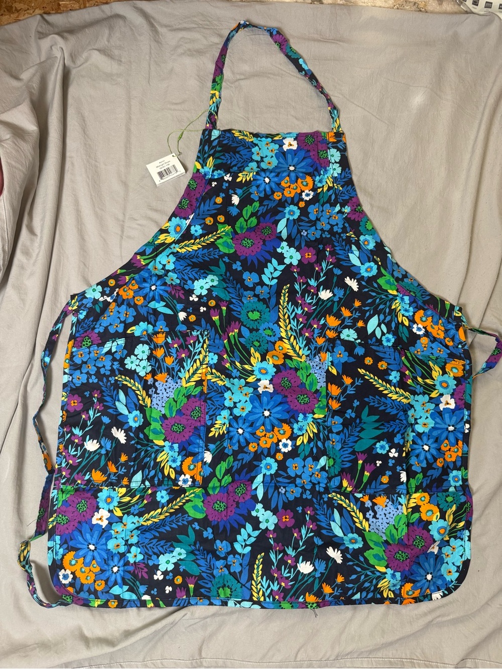 NWT Vera Bradley Midnight Blues Cooking Apron Floral Tie Bib Apron